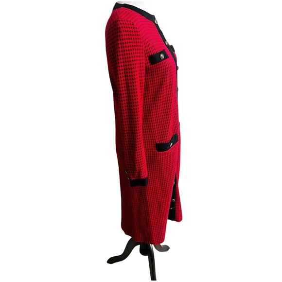 Robert Janan Designed By Eva Midi Vintage Houndstooth Dress Red & Black Size 6 - Picture 3 of 11
